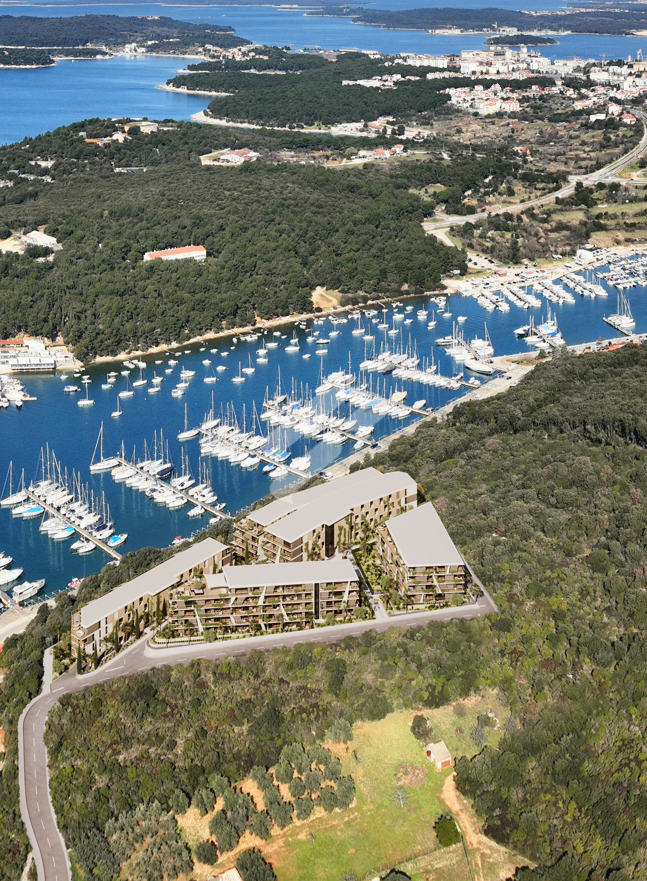 Pula – Marina Sky – Prizemlje  B5 – Jednosobni stan s dnevnim boravkom, lodžom i vrtom – 54,79 m²